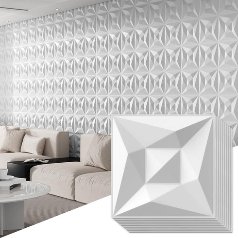40 PCS 3D Wall Panels for Interior Dcor White 11.8"*11.8" Wall Covering