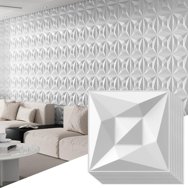 40 PCS 3D Wall Panels for Interior Dcor White 11.8"*11.8" Wall Covering