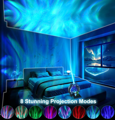 Northern Lights Projector with Plasma Ball Lamp, White Noise, Music Speaker, Alarm Clock & Remote, Stargate Astronaut