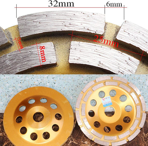 Elome 6 Inch Diamond Grinding Cup Wheel - Premium Grade Double Row Grinder for Concrete, Granite, Stone