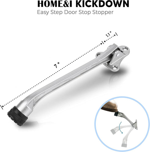 HOME&I Kickdown Door Stopper, 7-Inch Door Holder Kickstand Rubber Foot (Black, 1 Pack)