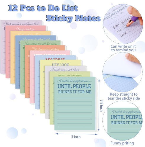 Snarky Funny Office Notepads Pens, 24 Pcs Negative Sarcastic Quotes Work Ballpoint Pens with Stylus Tip