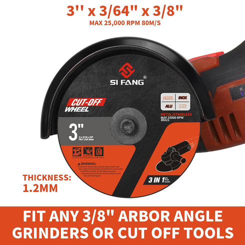 25Pcs 3 inch Cut Off Wheels with 1/4 in Mounting Mandrel Kit for Die Grinder, 3/8" Arbor Cutting Wheel with Pouch for Metal & Stainless Steel Rotary Tool Drill Attachment Cutter Discs