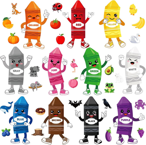 Hedeey 36 Pcs Color Bulletin Board Decorations for Classroom,Color Crayon Posters Cutouts for