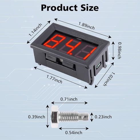 PEMENOL 12V Red Fahrenheit Digital Temperature Meter -76F~999F LED Display with Industrial Grade K-Type Sensor