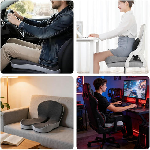 ZHZKGMLBVB Seat(Blue-1) Ergonomic Seat Cushion with Back Support,Orthopedic Cushion for Office Chair and Car,Pressure