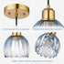 TALOYA Pendant Light with Blue Tulip Glass Lampshade, Brass Vintage Pendant Light Adjustable Hanging Light for Kitchen