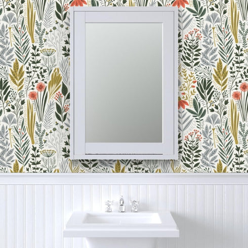 Custom Pre-Pasted Removable Wallpaper Swatch - Garden Vegetables in Green, Red, and Mint