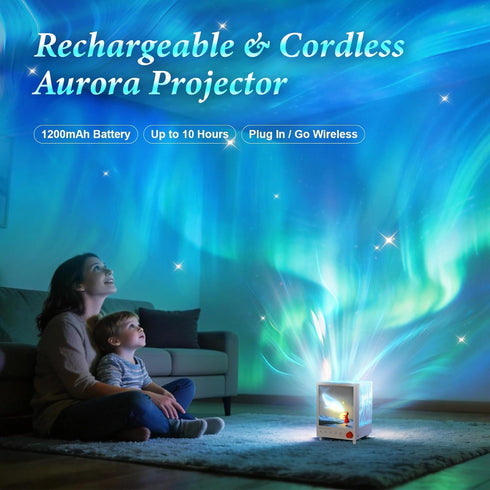 7 Dimmable TOBTOS Northern Lights Projector with Bluetooth Speaker & White Noise - Colors Ocean Wave Night Light