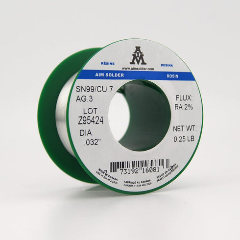 AIM Solder LeadFree Rosin Core Solder Wire Sn99 Ag0.3 Cu0.7 for Electrical Soldering 0.032inch, 0.25lb (0.8mm / 113g) by AIM