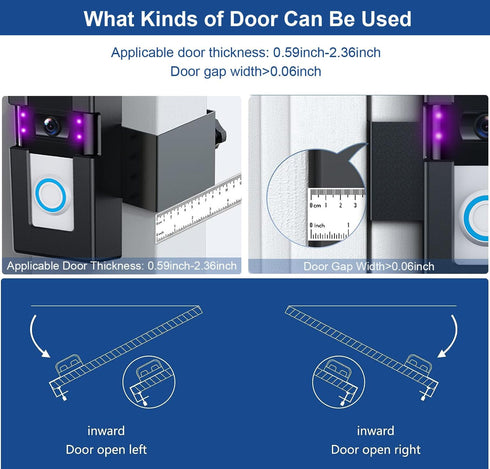 Adjustable Anti-Theft Video Doorbell Mount, No-Drill Bracket for Video Doorbell 1/2/3/3 Plus/4/2023 Release (Black)