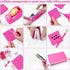 Hot Pink Desk Accessory Kit, Cute Office Supplies Set with Stapler, Remover, Hole Punch, Tape Dispenser, Scissors