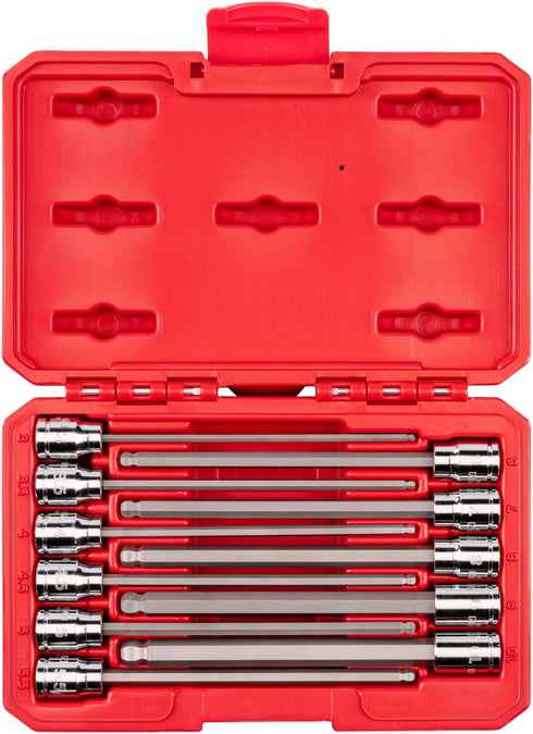 TEKTON 3/8 Inch Drive Long Ball End Hex Bit Socket Set with