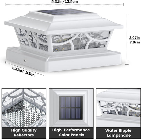 4 4x4 5x5 6x6 (1 Pack) SIEDiNLAR Solar Post Lights Outdoor Modes Deck Fence Post Cap Light for Vinyl Wooden Posts Patio
