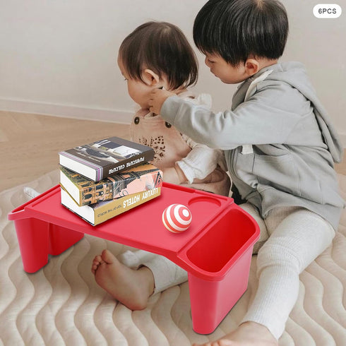 6Pcs (6, Kids Lap Desk Tray, Portable Activity Table, Portable Lap Bed Table with Side Pockets, Plastic Lap Desk