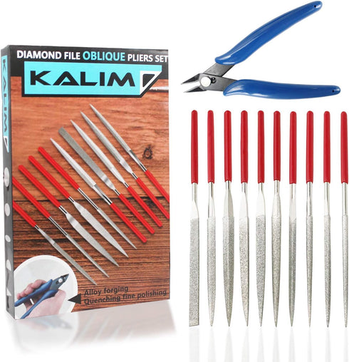Diamond Needle File Set, 10PCS with Wire Cutter and Carrying Case for Woodworking & Metalworking