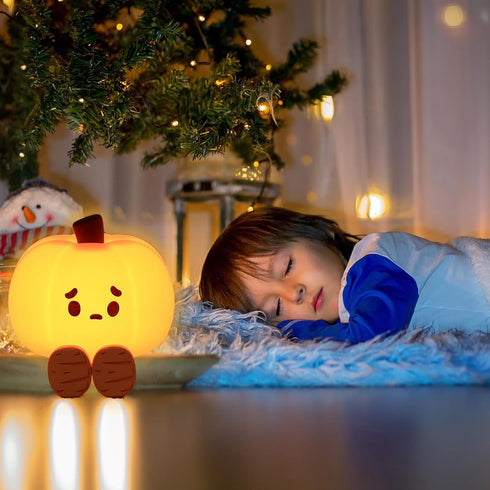 Lilampts 3 Dimmable Pumpkin Night Light, Cute Pumpkin Decor Silicone Night Lamp with Level Bedside Lamp Halloween Night