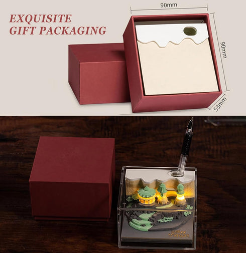 Castle 3D Memo Pad with Light, 210 Sheets, Alice in Wonderland Paper Art, Non-Sticky Stickers, DIY Post Notes