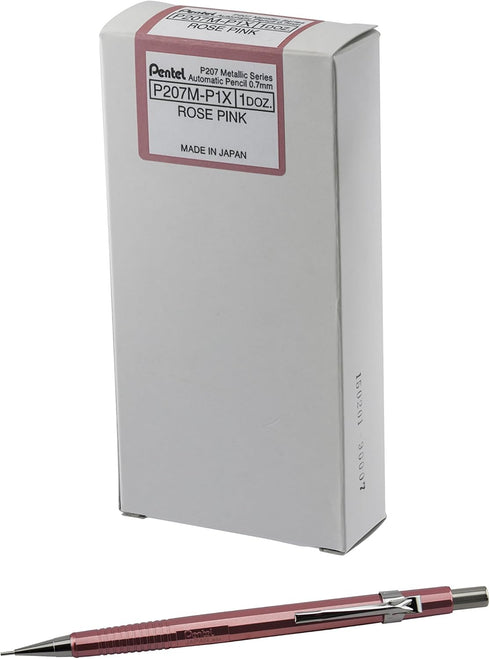 Pentel Sharp Mechanical Pencil - 0.7mm Metallic Rose Pink Barrel, Box of 12 Pencils (P207MP1)