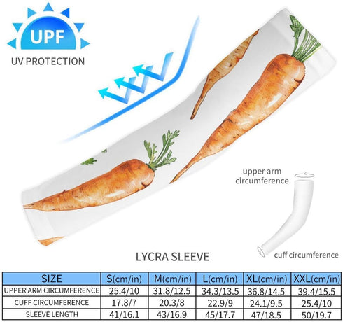 JTKBNVM 50+ Carrot Pattern Design Sleeves to Cover Arms Upf Cooling UV Sun Protection Sports Compression Sleeves