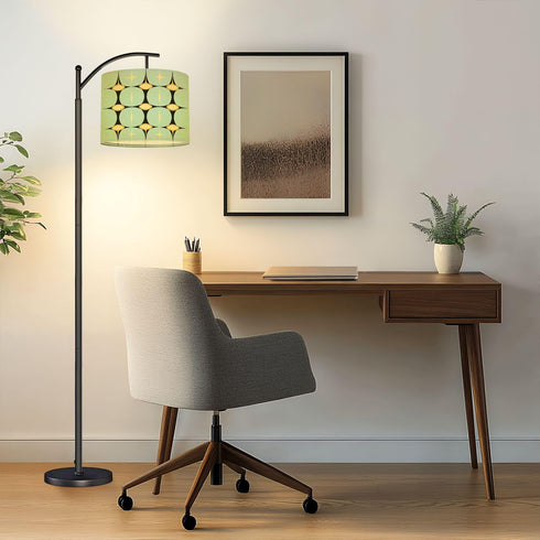 LASENLANP 1950s 8.9"x11" Drum Lamp Shade Mid Century Vintage Modern Retro Atomic Pattern Geometric Lampshades for Floor