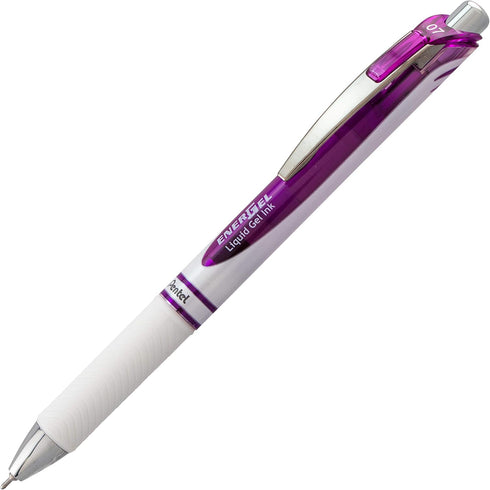 Pentel Gel Ink Pen, Pearl Retractable Gel Pen, 0.7mm Medium Point, Violet Ink, 12 Pack (BLN77PW-V)