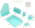 BLU MONACO Aqua - Teal 6 Piece Cute Desk Organizer Set, Accessories for Women, Desktop Organization