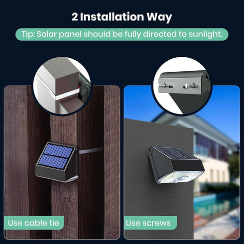 4000K 3000K 1000LM 1pcs Solar Fence Light Outdoor, Solar Wall Lights with Motion Sensor, Small Solars Light for Deck