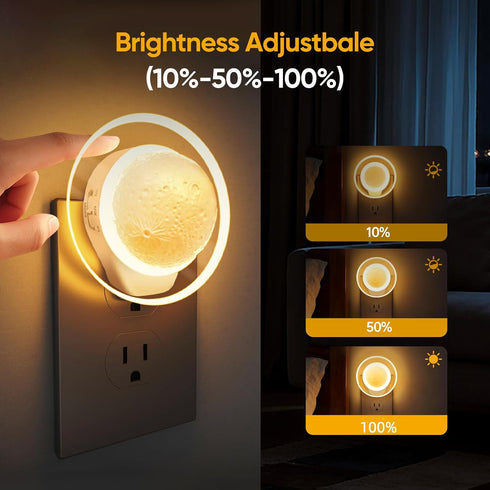 2 Packs Dawn,Dimmable Night Lights Plug into Wall - Motion Sensor Plug in Night Light with Auto Dusk to Soft White