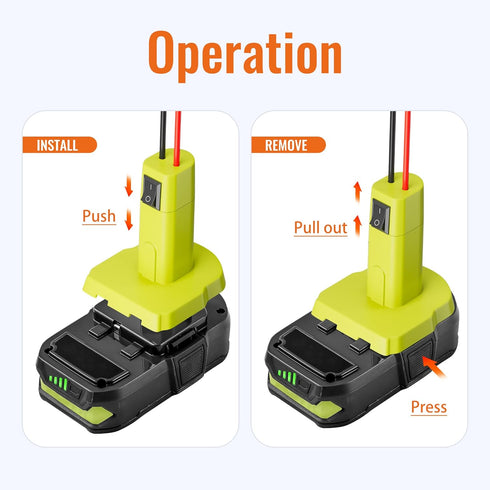 Power Wheel Battery Adapter for Ryobi, Battery Converter Kit with 12 AWG Wire, Fuses, and Connectors