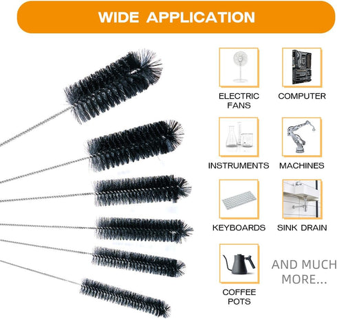 Set,6 12" Brush Family Straw Cleaner Brush Piece Long Pipe Tube Bottle Brushes for Cleaning Narrow Neck Bottles,Coffee