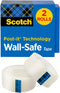 Scotch Wall-Safe Tape, 2 Rolls, Invisible, Sticks Securely & Removes Cleanly, 3/4 in x 800 in (813S2)