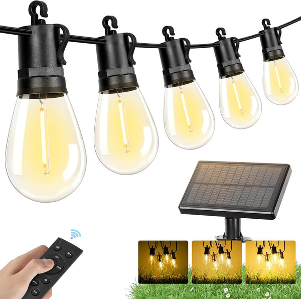 Brightever Solar Powered Outdoor String Lights with Remote, 27FT Commercial Grade Waterproof