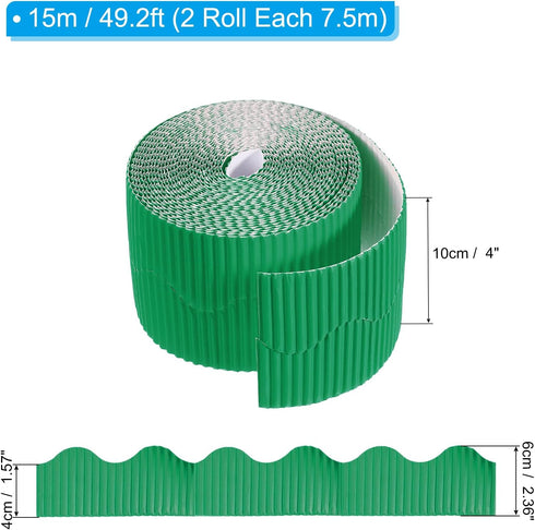 PATIKIL 3.9inch x 49.2ft Bulletin Board Border, Scalloped Trim Paper for Locker Classroom Decor Black White Cork Poster Boards, Dark Green