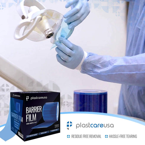4"x6" (1 1200 Blue Barrier Film Roll - Protective Dental Barrier Film for Dental, Medical, Tattoo - Perforated Adhesive