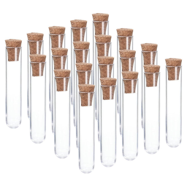 PATIKIL 3ml Plastic Test Tubes with Cork Stoppers - 20Pcs for Scientific Party Decoration and Storage