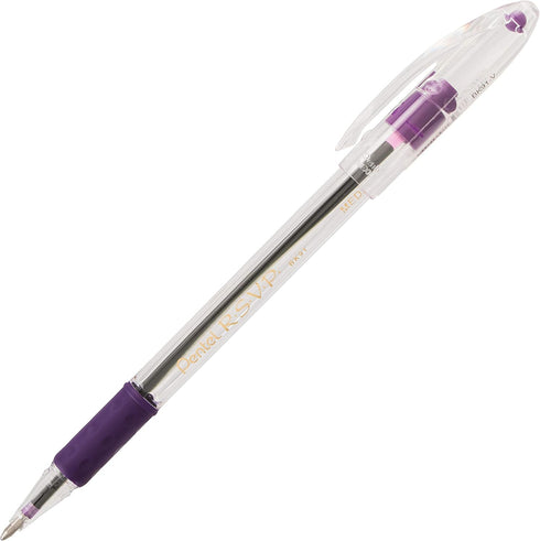 Pentel RSVP Ballpoint Pen, 1.0mm Medium Line, Violet Ink, 72pk Canister (BK91PC72V)