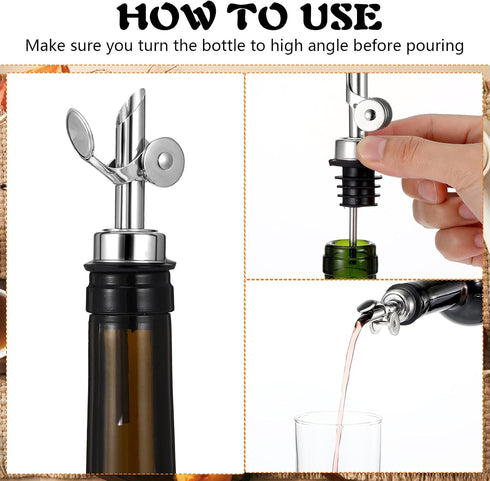 JOUTYFOR 12 Pcs Weighted Stainless Steel Liquor Bottle Pourers Auto Flip Olive Oil Dispenser Spout Balsamic Alcohol