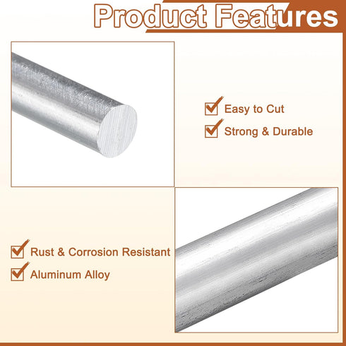 uxcell 1Pcs 1/2"(13mm) Dia Round Solid Aluminum Rod, 6"(153mm) Long 6061 Lathe Bar Stock for DIY Crafts Industry