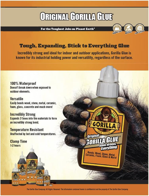 Gorilla Minis, Original Waterproof Polyurethane Glue, Four 3 gram Tubes, Brown (Pack of 2)