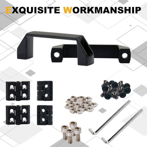 KOOTANS 2 Sets Door Handle and Frame Hinges Install Kit for 20x20 Aluminum Extrusion Profile Slot