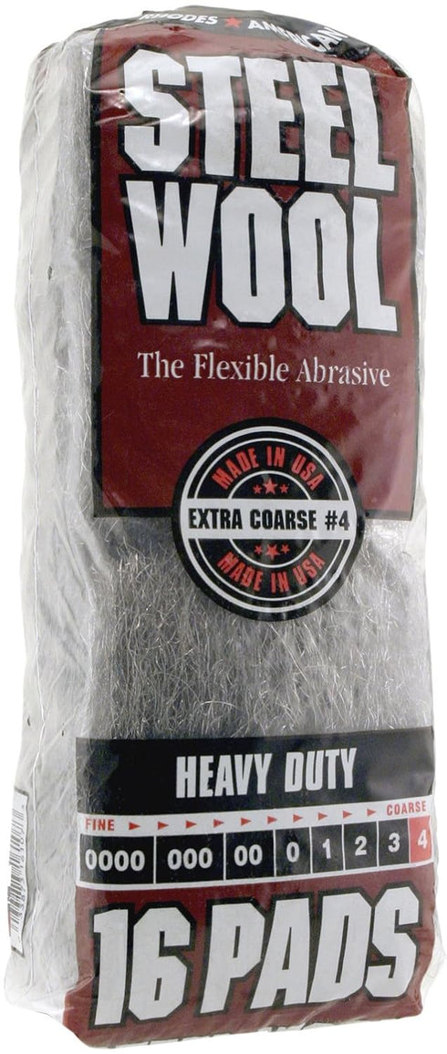 Homax #4 Extra-Course American Steel Wool Pad #4, 16-pack