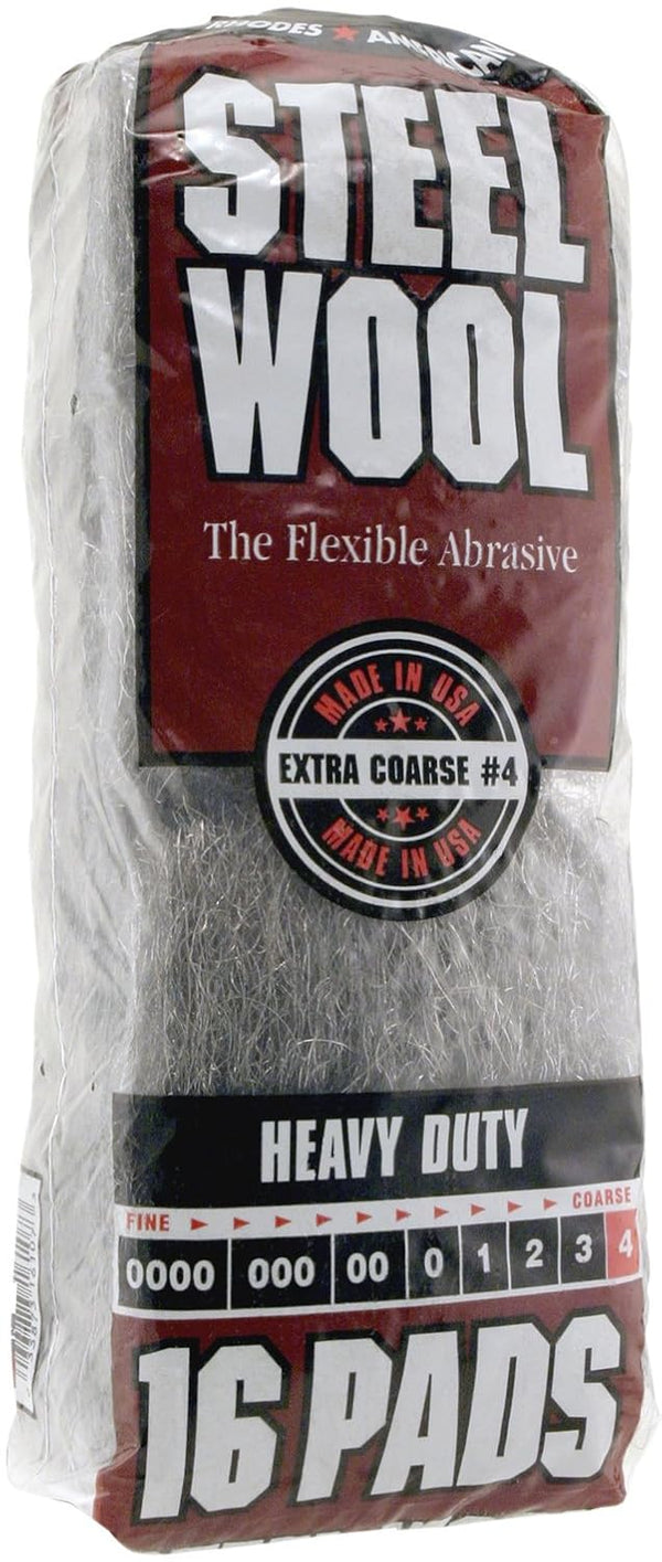 Homax #4 Extra-Course American Steel Wool Pad #4, 16-pack
