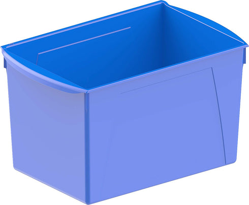 Storex Extra-Large Book Bin, Interlocking Plastic Organizer for Home, Office, Classroom, Blue, Pack of 6