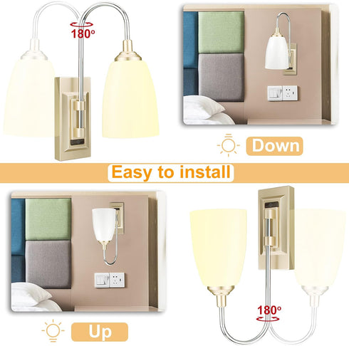 Bathroom,12 HONWELL Wall Lamp Wireless Battery LED Wall Sconces Indoor Multi Color Wall Sconce Light Fixture for Room