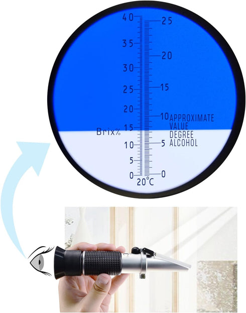 Alcohol Refractometer for Spirit - Alcohol Volume Percent with ATC Dual Scale Brix 0-40% 0-25% VOL