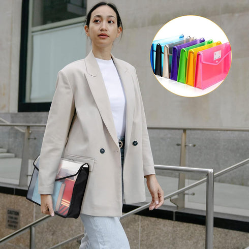 B4 Plastic Expanding File Folders Wallet, Colorful Document Organizer with Snap Closure for Office, 14 Pack