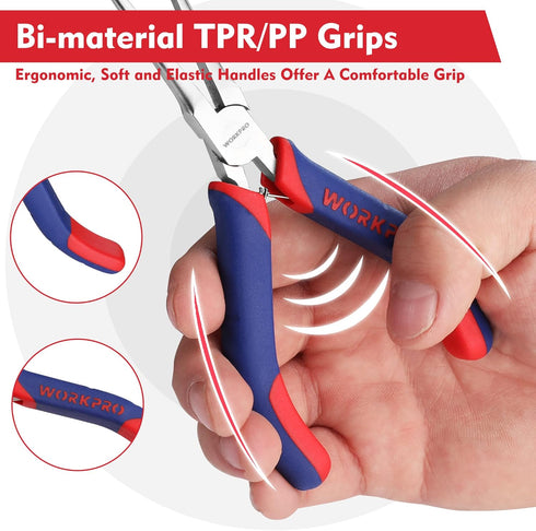 WORKPRO 6" Needle Nose Pliers, Mini Long Nose Pliers with Comfort Grip Handles for Wire Wrapping, Crafts, Jewelry Making