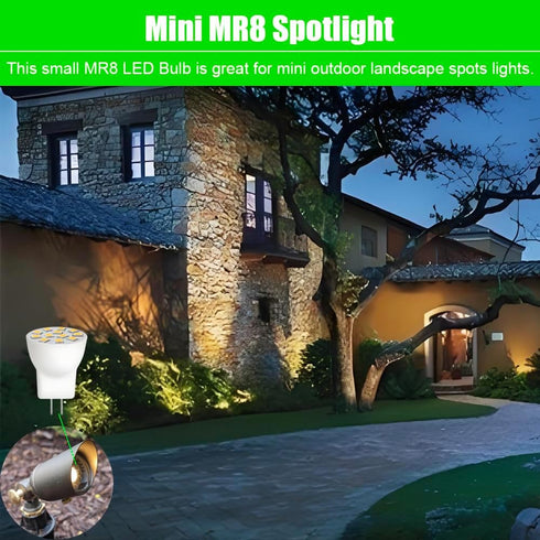 MR8 Bulbs 2W 12V Gu4.0 Bulbs 2700K-3000K 2W Pack 2 LED Light Bi-pin LED Warm White for Outdoor Low Voltage Landscape