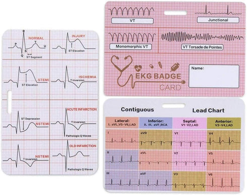 EKG Badge Card Nursing Reference Interpretation ECG Ruler Measurement Cardiac, Cheat Sheet Nurse Accessories